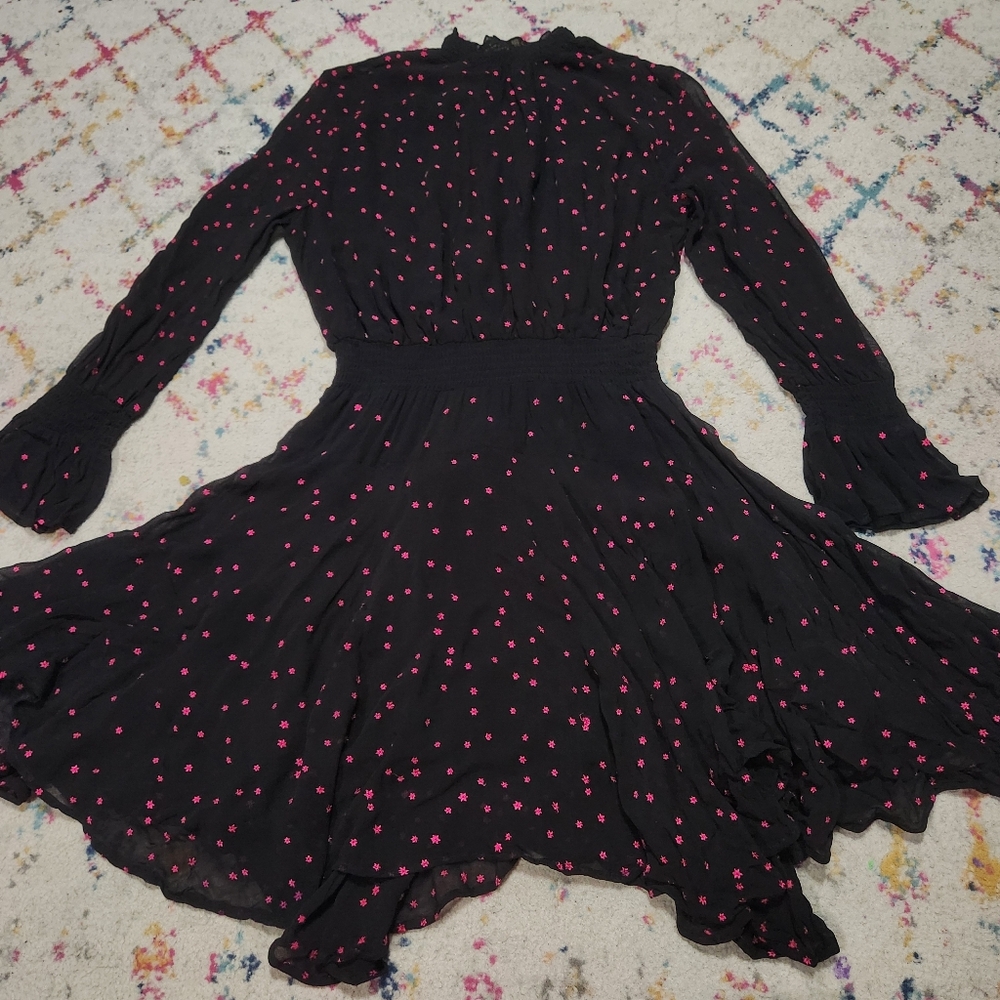 All Saints Black Star Print Textured Dress